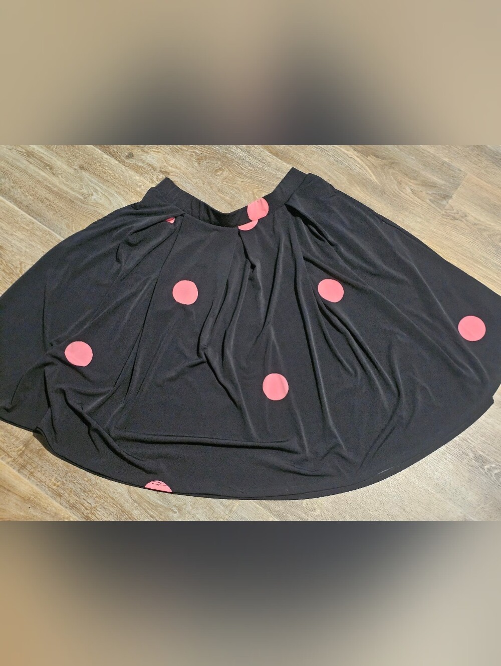 LuLaRoe Madison Skirt Black with Pink Polka Dots